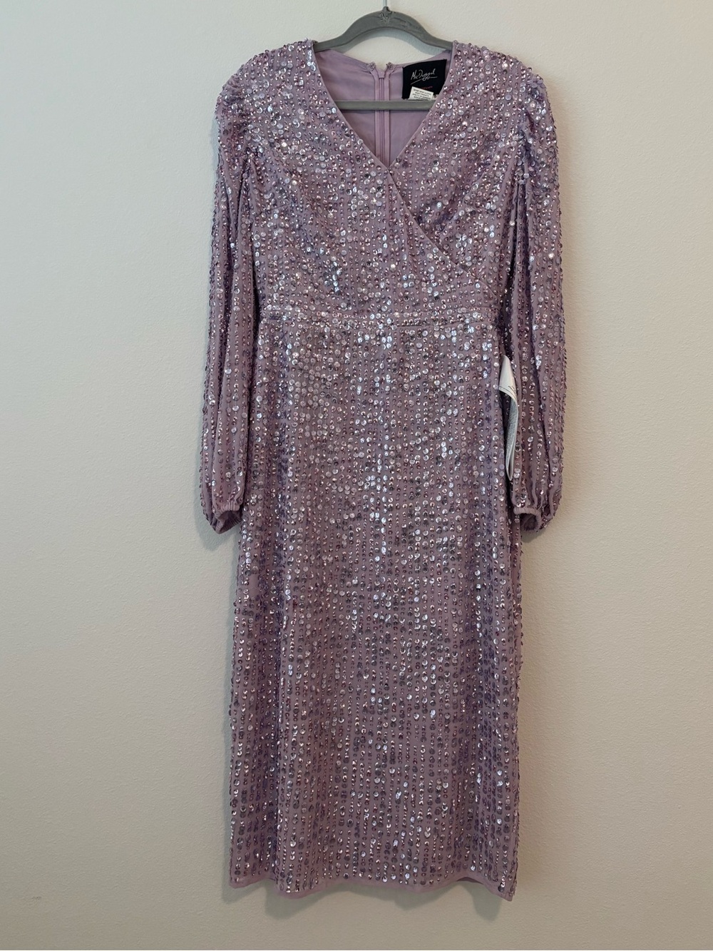 NWT Mac Duggal Lavender Sequin Cocktail Midi – Size 8